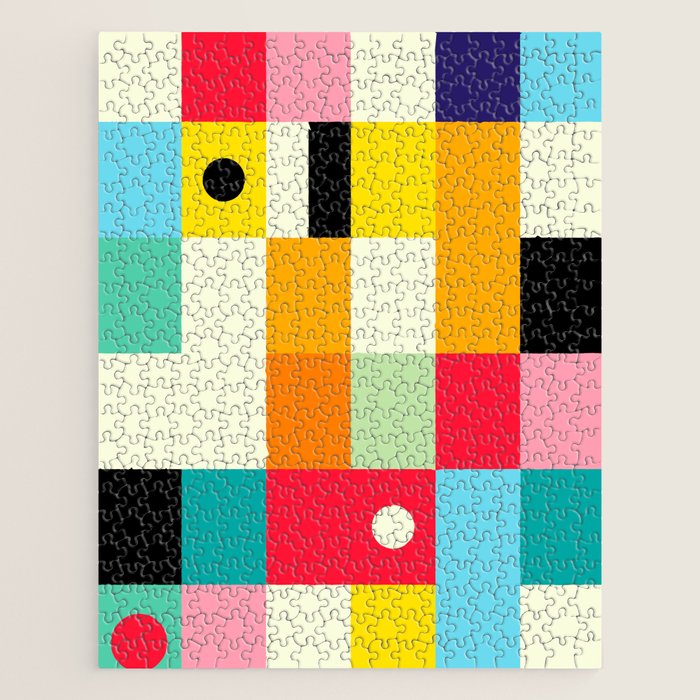 Geometric Bauhaus Pattern | Retro Arcade Video Game | Abstract Shapes Jigsaw Puzzle Gallery Image 1