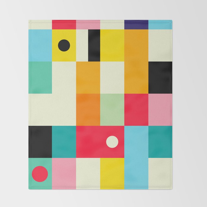 Geometric Bauhaus Pattern | Retro Arcade Video Game | Abstract Shapes Throw Blanket Gallery Image 2