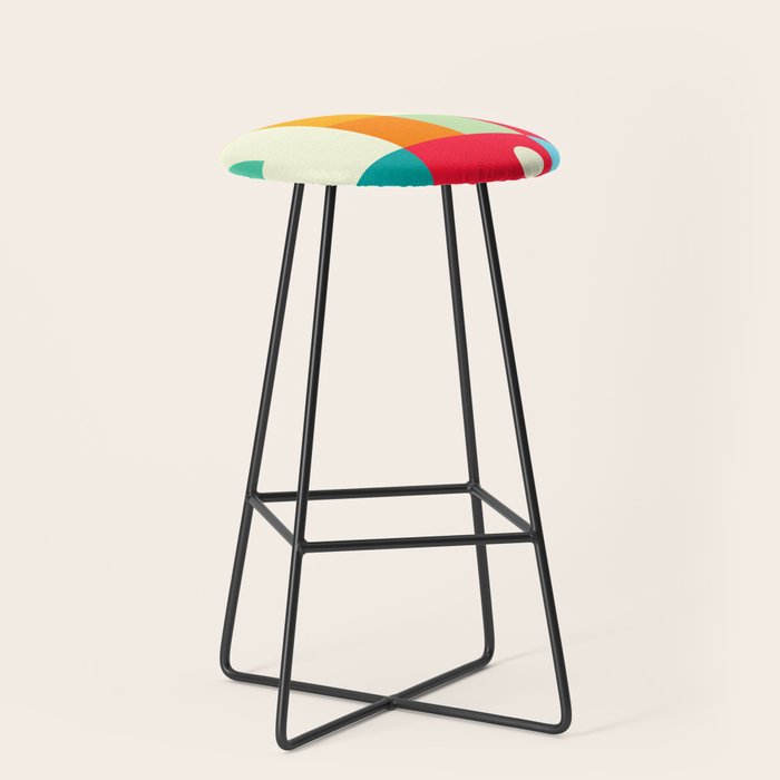Geometric Bauhaus Pattern | Retro Arcade Video Game | Abstract Shapes Stool Gallery Image 1