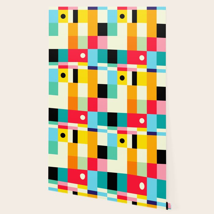 Geometric Bauhaus Pattern | Retro Arcade Video Game | Abstract Shapes Wallpaper Gallery Image 2