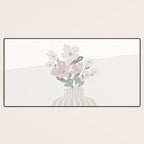 Wildflower bouquet in vase illustration - beige muted pink and dusty green flowers Desk Mat Gallery Image 3