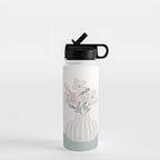 Wildflower bouquet in vase illustration - beige muted pink and dusty green flowers Water Bottle Gallery Image 1
