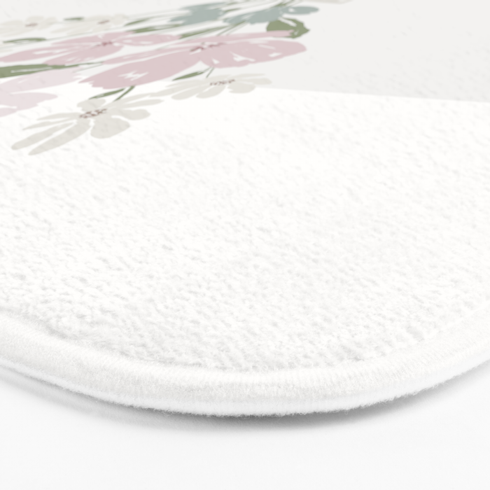 Wildflower bouquet in vase illustration - beige muted pink and dusty green flowers Bath Mat Gallery Image 3