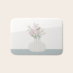 Wildflower bouquet in vase illustration - beige muted pink and dusty green flowers Bath Mat Gallery Image 1