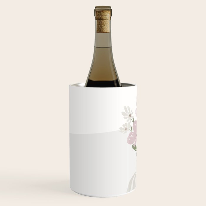 Wildflower bouquet in vase illustration - beige muted pink and dusty green flowers Wine Chiller Gallery Image 2