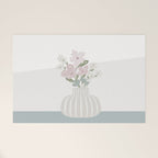 Wildflower bouquet in vase illustration - beige muted pink and dusty green flowers Welcome Mat Gallery Image 1