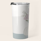 Wildflower bouquet in vase illustration - beige muted pink and dusty green flowers Travel Mug Gallery Image 3