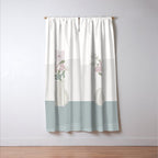 Wildflower bouquet in vase illustration - beige muted pink and dusty green flowers Window Curtain Gallery Image 3