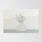 Wildflower bouquet in vase illustration - beige muted pink and dusty green flowers Rug Gallery Image 2