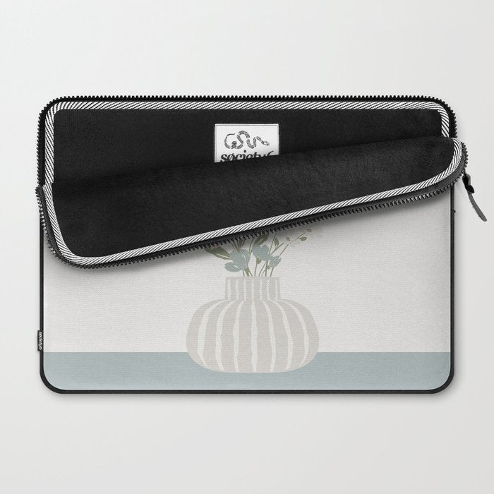 Wildflower bouquet in vase illustration - beige muted pink and dusty green flowers Laptop Sleeve Gallery Image 2
