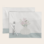 Wildflower bouquet in vase illustration - beige muted pink and dusty green flowers Placemat Gallery Image 1