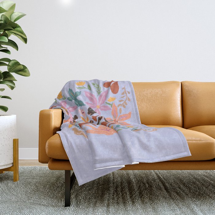 Lilac Whimsical Garden  Throw Blanket Gallery Image 1