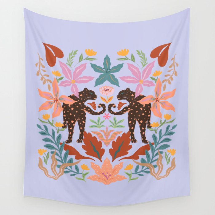 Lilac Whimsical Garden  Wall Tapestry Gallery Image 1
