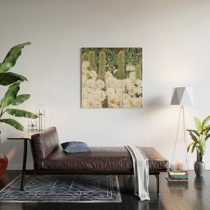 Cactus and Flowers Wood Wall Art Gallery Image 2