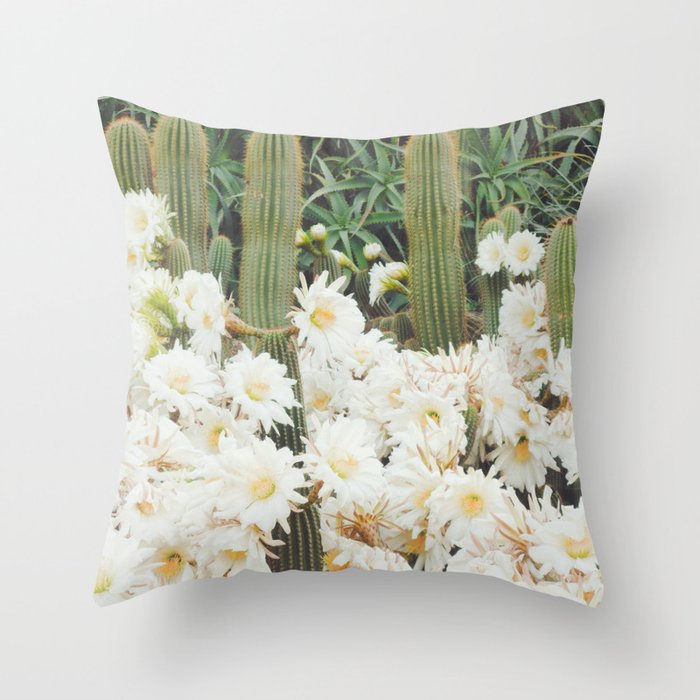 Cactus and Flowers Throw Pillow Gallery Image 1