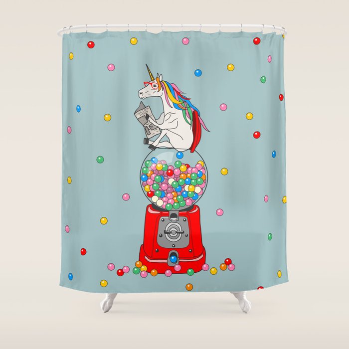 Unicorn Gumball Poop Shower Curtain Gallery Image 1