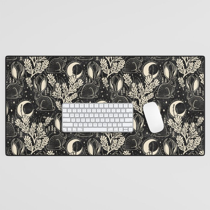 Jackalope - black and cream  Desk Mat Gallery Image 1