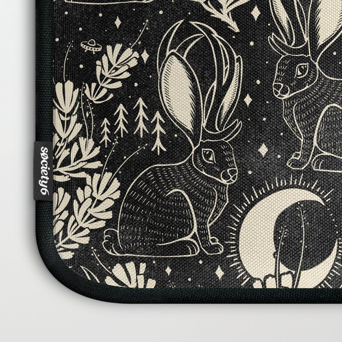 Jackalope - black and cream  Laptop Sleeve Gallery Image 3