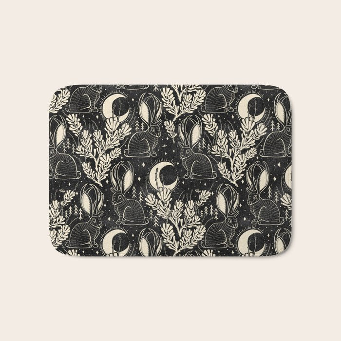 Jackalope - black and cream  Bath Mat Gallery Image 1