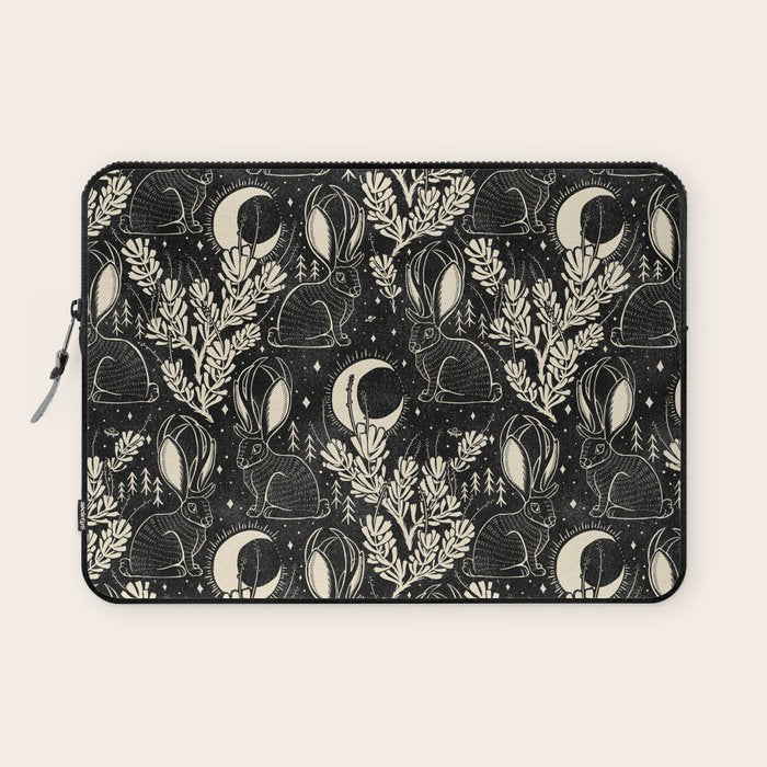 Jackalope - black and cream  Laptop Sleeve Gallery Image 1