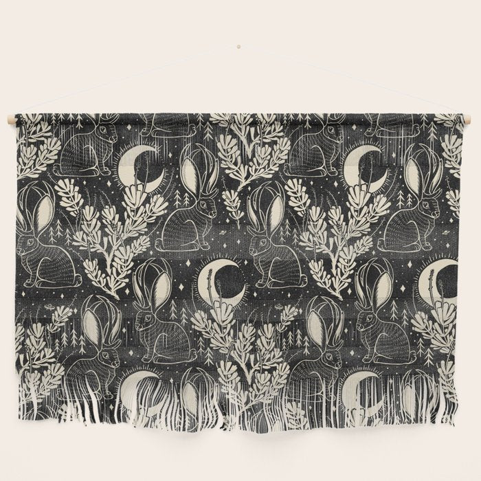 Jackalope - black and cream  Wall Hanging Gallery Image 1