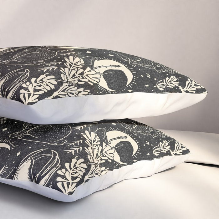 Jackalope - black and cream  Pillow Sham Gallery Image 3