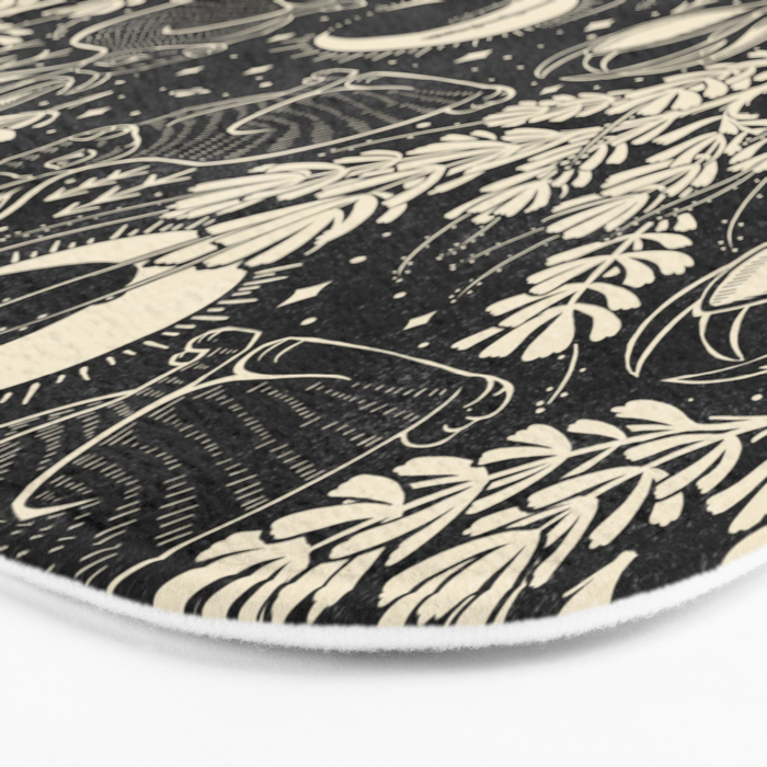 Jackalope - black and cream  Bath Mat Gallery Image 3