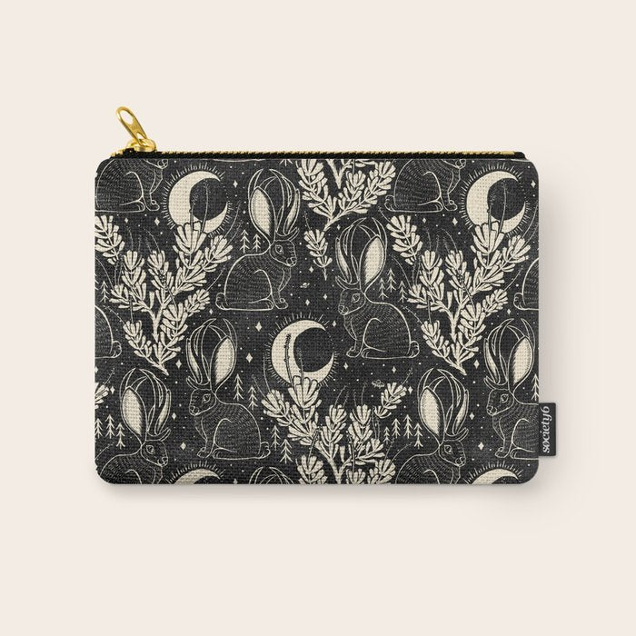 Jackalope - black and cream  Carry All Pouch Gallery Image 1