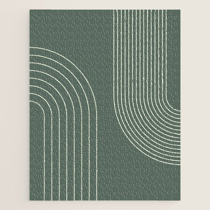 Geometric Lines in Sage Green 5 (Rainbow Abstraction) Jigsaw Puzzle Gallery Image 1