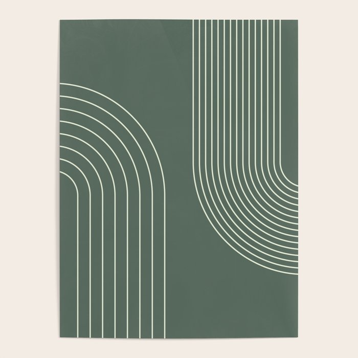 Geometric Lines in Sage Green 5 (Rainbow Abstraction) Poster Gallery Image 4