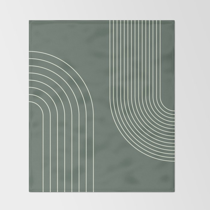 Geometric Lines in Sage Green 5 (Rainbow Abstraction) Throw Blanket Gallery Image 2
