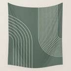 Geometric Lines in Sage Green 5 (Rainbow Abstraction) Wall Tapestry Gallery Image 4