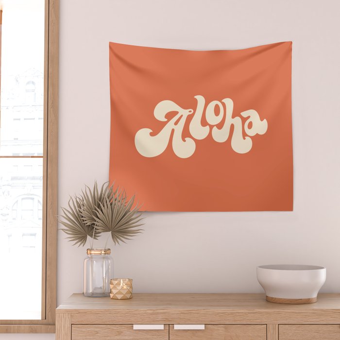 Aloha orange Wall Tapestry Gallery Image 2
