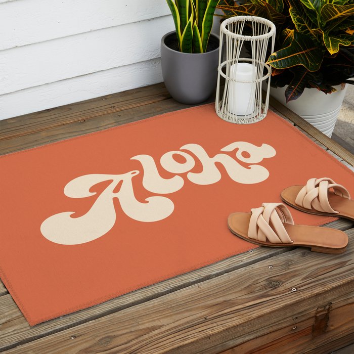 Aloha orange Outdoor Rug Gallery Image 2