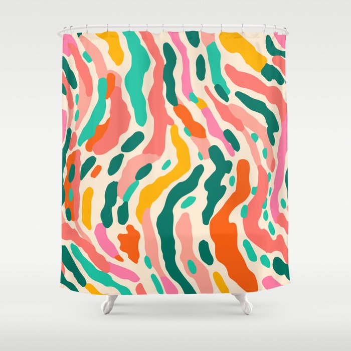 Colorful abstract tie dye stripe art pattern Shower Curtain Gallery Image 1