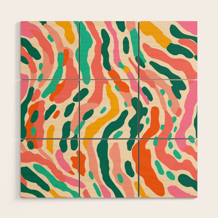 Colorful abstract tie dye stripe art pattern Wood Wall Art Gallery Image 1