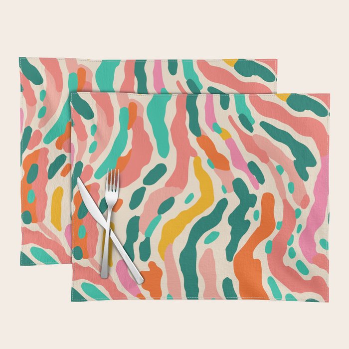 Colorful abstract tie dye stripe art pattern Placemat Gallery Image 1