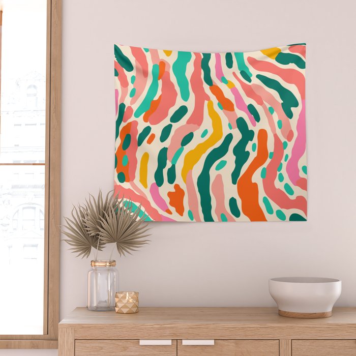Colorful abstract tie dye stripe art pattern Wall Tapestry Gallery Image 2