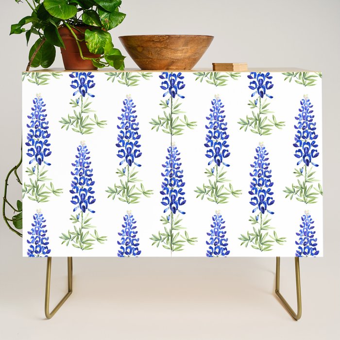 Texas bluebonnet in watercolor Credenza Gallery Image 1