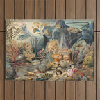 Ocean Life by James M Sommerville 1859 Funky Quirky Cute Cozy Boho Maximalism Maximalist Outdoor Rug Gallery Image 1