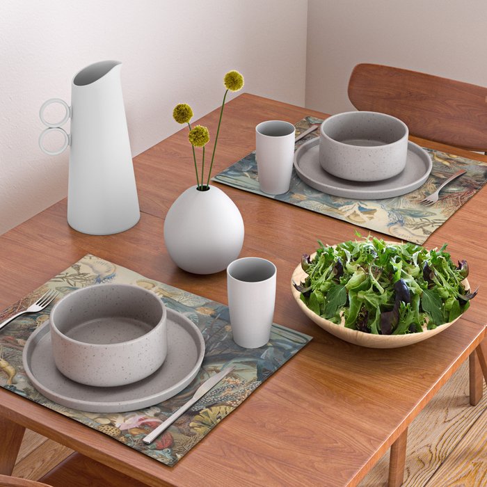 Ocean Life by James M Sommerville 1859 Funky Quirky Cute Cozy Boho Maximalism Maximalist Placemat Gallery Image 2