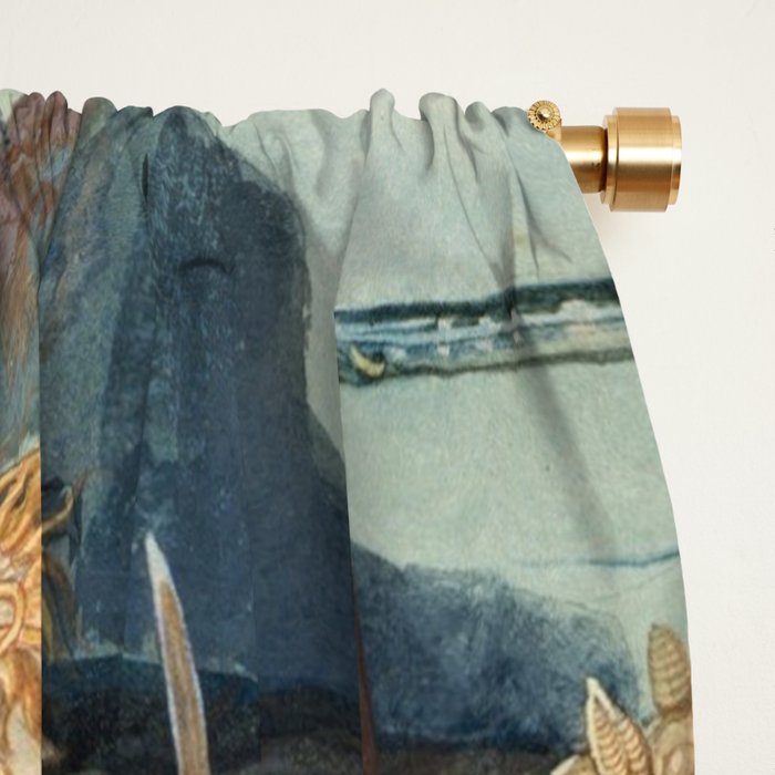 Ocean Life by James M Sommerville 1859 Funky Quirky Cute Cozy Boho Maximalism Maximalist Window Curtain Gallery Image 2