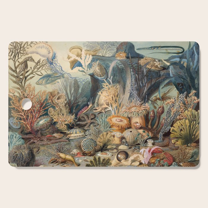 Ocean Life by James M Sommerville 1859 Funky Quirky Cute Cozy Boho Maximalism Maximalist Cutting Board Gallery Image 1