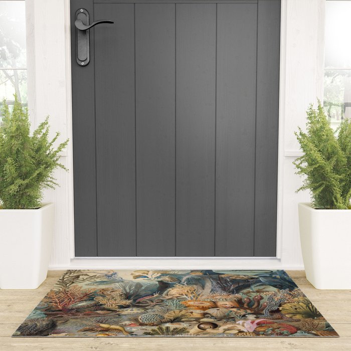 Ocean Life by James M Sommerville 1859 Funky Quirky Cute Cozy Boho Maximalism Maximalist Welcome Mat Gallery Image 3