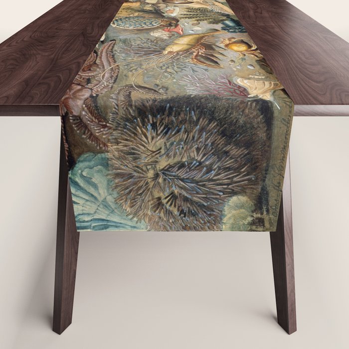 Ocean Life by James M Sommerville 1859 Funky Quirky Cute Cozy Boho Maximalism Maximalist Table Runner Gallery Image 1