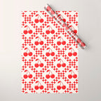 Red Cherries & Beige Checker Wrapping Paper Gallery Image 1