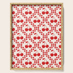 Red Cherries & Beige Checker Serving Tray Gallery Image 1