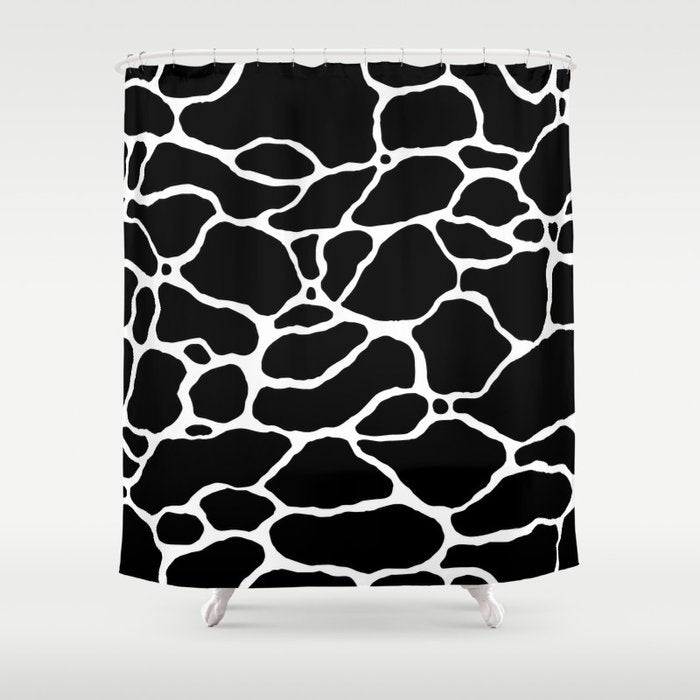 Black and white water wave ripple pattern Shower Curtain Gallery Image 1