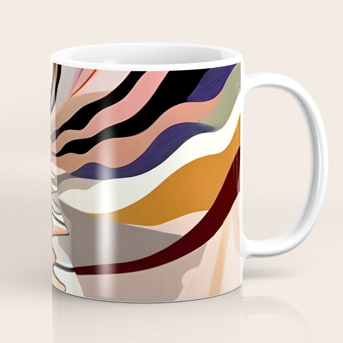 Interwoven, Pastel Colorful Nature Landscape, Mountains Hills Valley Travel, Muted Bohemian Painting Coffee Mug Gallery Image 1