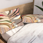 Interwoven, Pastel Colorful Nature Landscape, Mountains Hills Valley Travel, Muted Bohemian Painting Pillow Sham Gallery Image 2